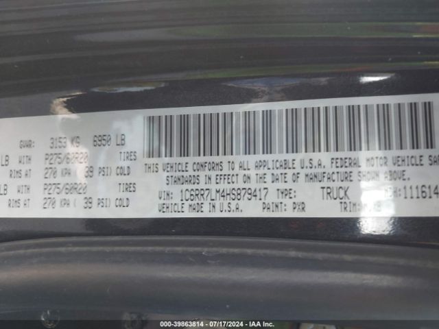 1C6RR7LM4HS879417 RAM 1500 Big Horn  4x4 5'7 Box