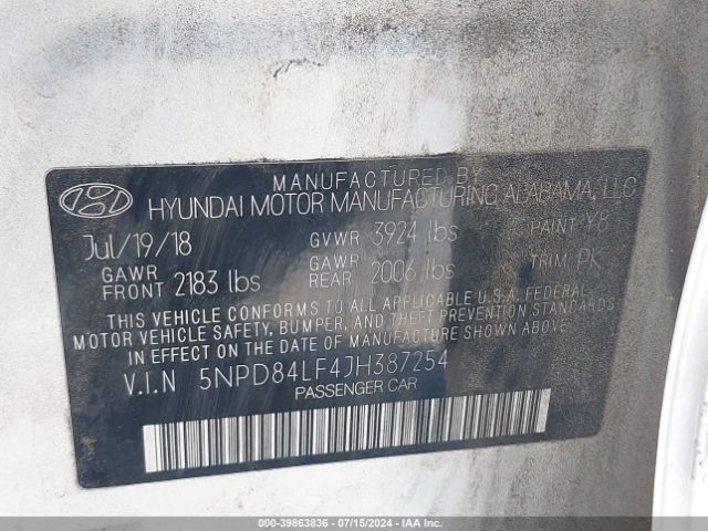5NPD84LF4JH387254 Hyundai Elantra Value Edition