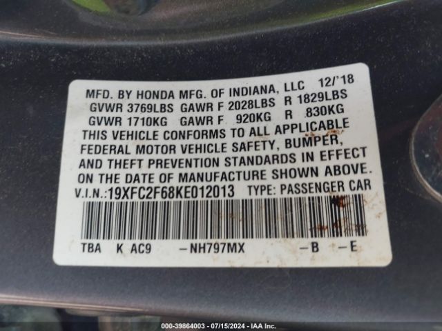 19XFC2F68KE012013 Honda Civic Lx