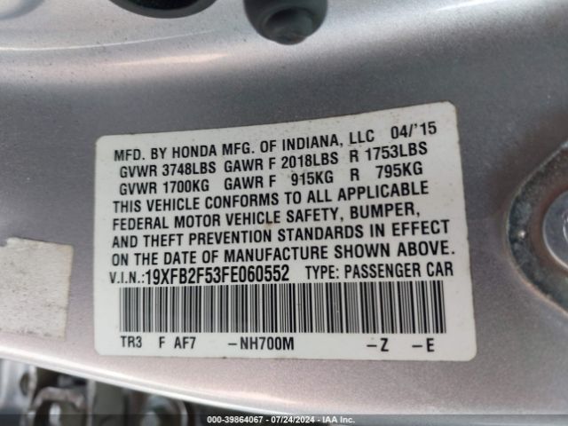 19XFB2F53FE060552 Honda Civic Lx