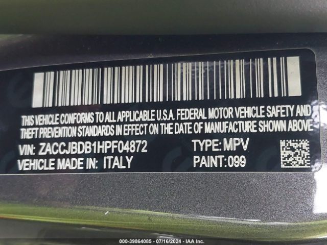 ZACCJBDB1HPF04872 Jeep Renegade Limited 4x4
