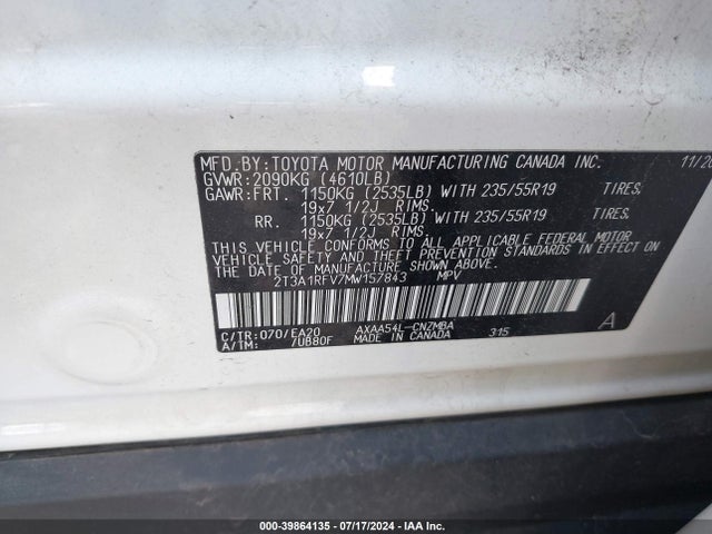 Toyota Rav4 Xle Premium 2021 2T3A1RFV7MW157843 Image 9