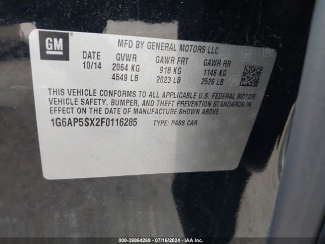 1G6AP5SX2F0116285 Cadillac Cts Standard