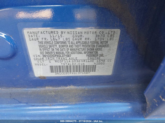 Nissan Versa Note Sv 2016 3N1CE2CPXGL371587 Image 9