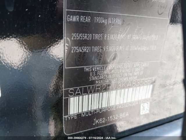 SALWR2RV3KA835851 Land Rover Range Rover Sport Hse