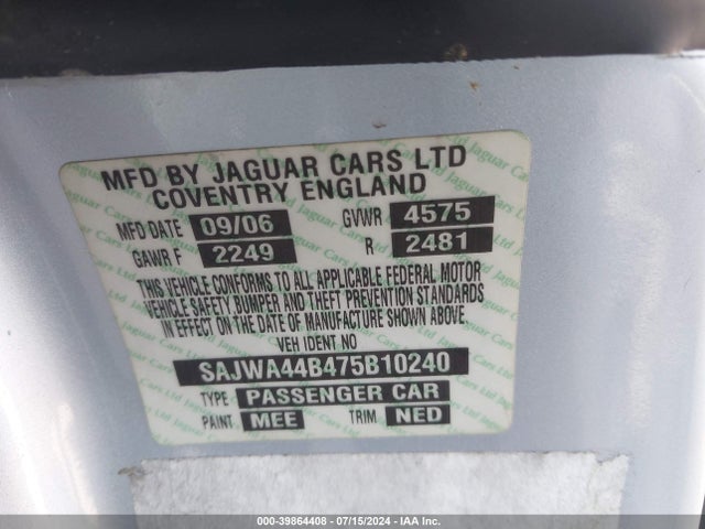 2007 JAGUAR XK SAJWA44B475B10240 Photo 8