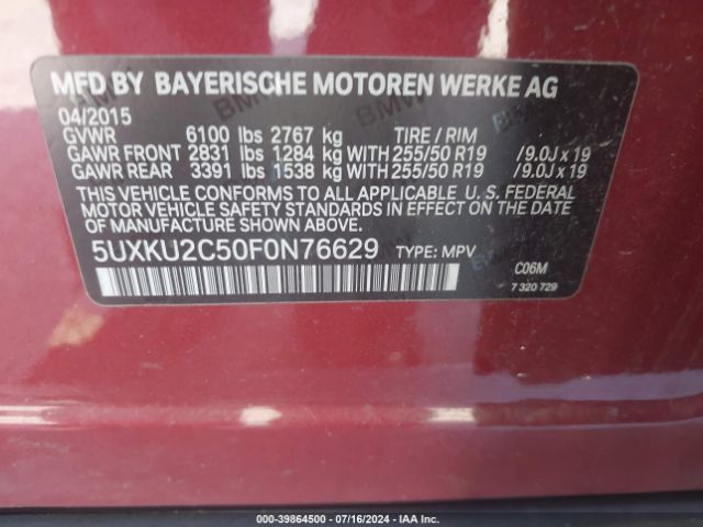 5UXKU2C50F0N76629 BMW X6 Xdrive35i