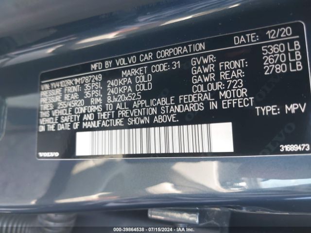 YV4102RK1M1787249 Volvo Xc60 T5 Momentum