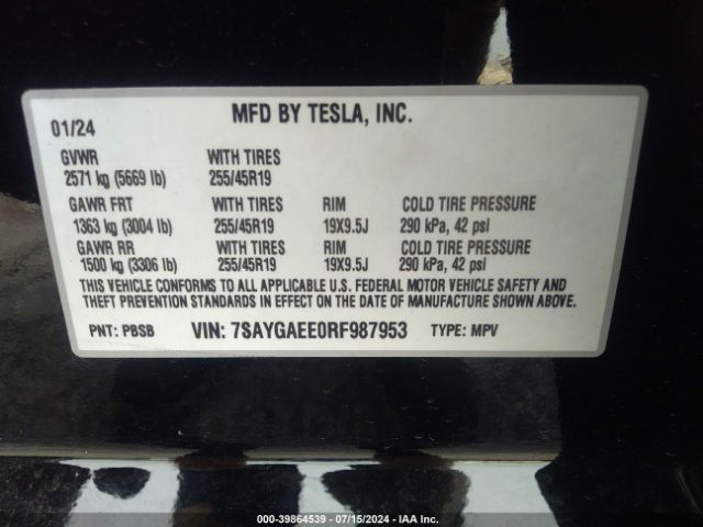 7SAYGAEE0RF987953 Tesla Model Y Long Range Dual Motor All-wheel Drive