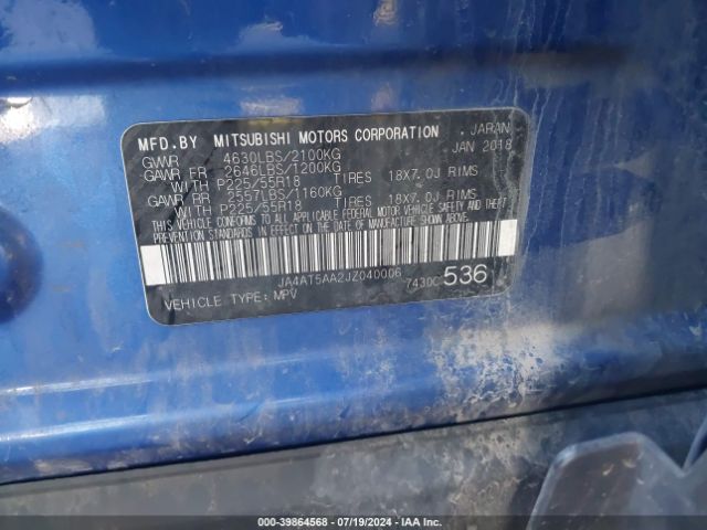 JA4AT5AA2JZ040006 Mitsubishi Eclipse Cross Se