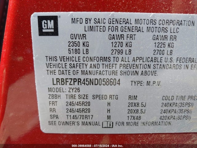 Buick Envision Awd Essence 2022 LRBFZPR45ND058604 Image 9