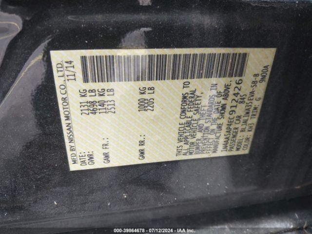 1N4AA5AP4EC912426 Nissan Maxima 3.5 Sv