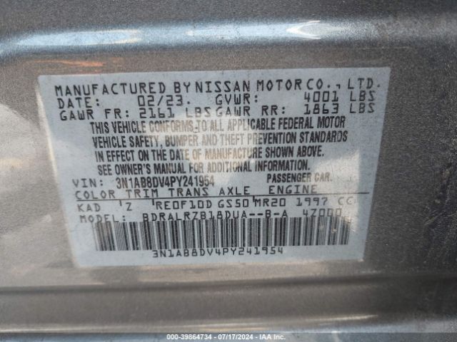 3N1AB8DV4PY241954 Nissan Sentra Sr Xtronic Cvt