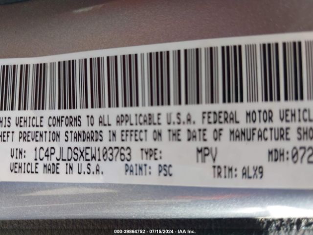 1C4PJLDSXEW103763 Jeep Cherokee Limited