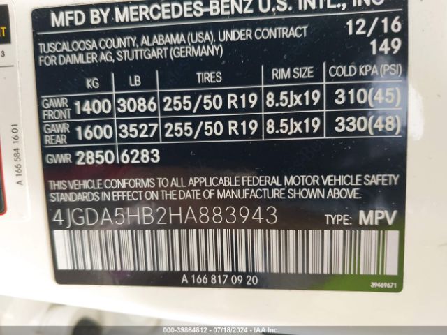 4JGDA5HB2HA883943 Mercedes-Benz Gle 350 4matic