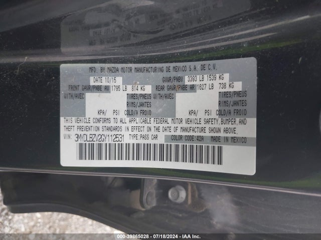 3MYDLBZV2GY112531 Scion IA