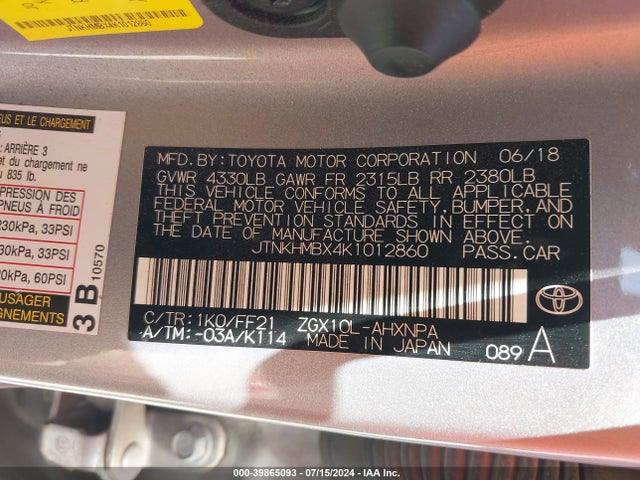 Toyota C-HR XLE 2019 JTNKHMBX4K1012860 Image 9