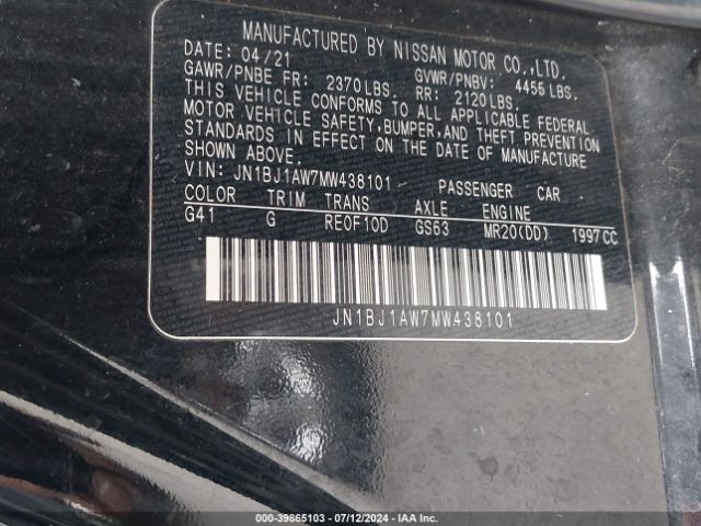 JN1BJ1AW7MW438101 Nissan Rogue Sport S Awd Xtronic Cvt