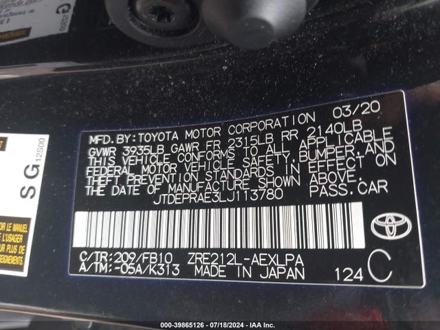 Toyota COROLLA LE 2020 JTDEPRAE3LJ113780 Image 9