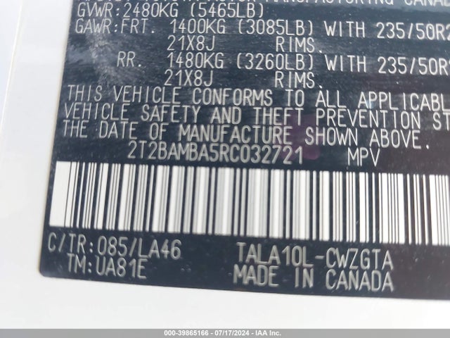 2T2BAMBA5RC032721 Lexus Rx 350 Luxury