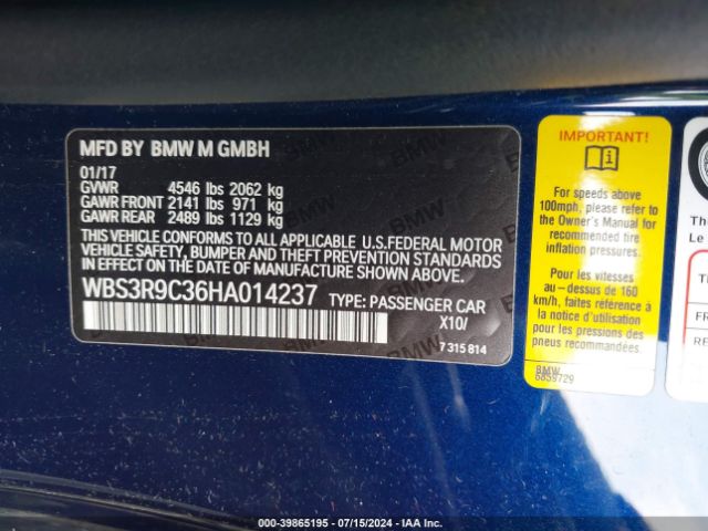 WBS3R9C36HA014237 BMW M4