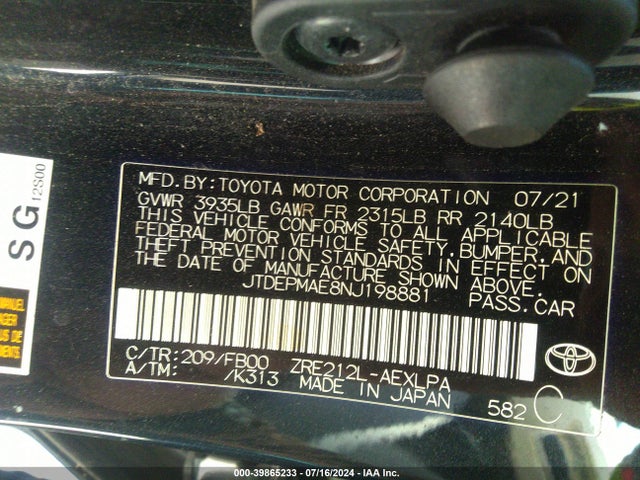 Toyota COROLLA LE 2022 JTDEPMAE8NJ198881 Image 9