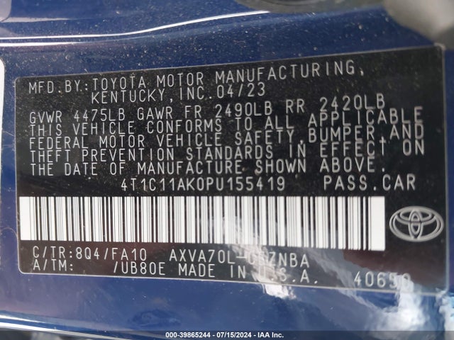 Toyota CAMRY LE 2023 4T1C11AK0PU155419 Image 9