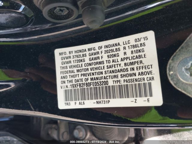19XFB2F80FE053200 Honda CIVIC EX