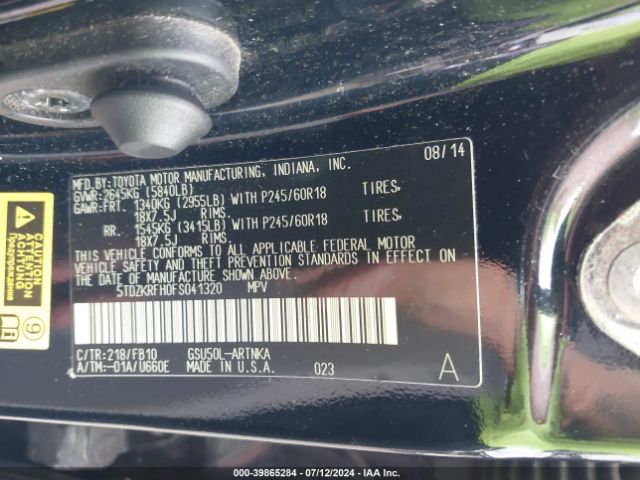 5TDZKRFH0FS041320 Toyota Highlander Le V6