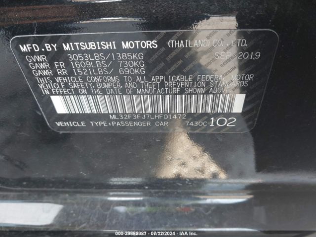 ML32F3FJ7LHF01472 Mitsubishi Mirage G4 Es