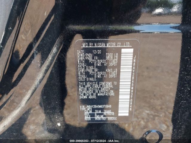 JN8AY2BA5M9370946 Nissan Armada Sl 2wd