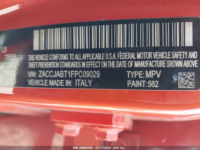Jeep Renegade Latitude 2015 ZACCJABT1FPC09029 Image 9
