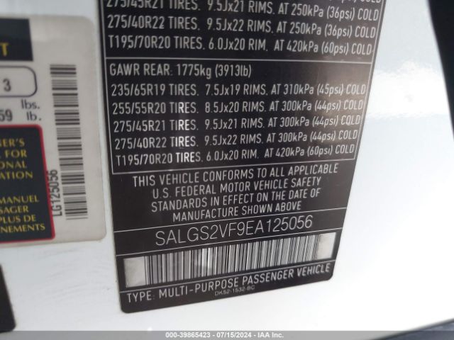 SALGS2VF9EA125056 Land Rover Range Rover 3.0l V6 Supercharged Hse
