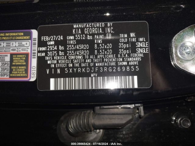 5XYRKDJF3RG269855 KIA Sorento X-line Sx