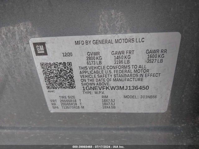 Chevrolet Traverse Awd Ls 2021 1GNEVFKW3MJ136450 Image 9