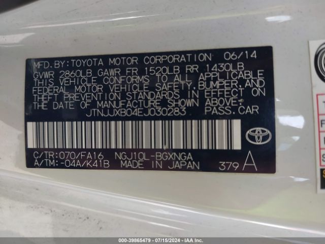 JTNJJXB04EJ030283 Scion IQ