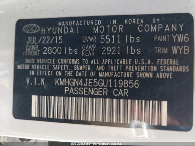 KMHGN4JE5GU119856 Hyundai Genesis 3.8