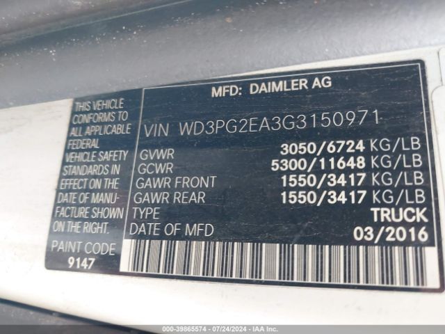 WD3PG2EA3G3150971 Mercedes-Benz Metris