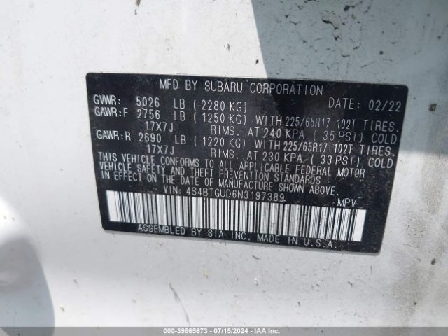 4S4BTGUD6N3197389 Subaru Outback Wilderness