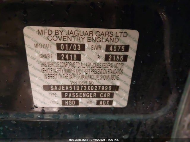 2003 JAGUAR X-TYPE SAJEA51D73XD27996 Photo 8