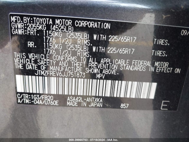 Toyota RAV4 LE 2018 JTMZFREV6JJ751873 Image 9