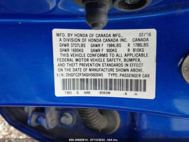2HGFC2F54GH560045 Honda Civic Lx