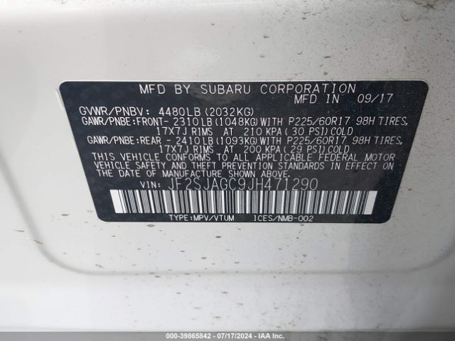 JF2SJAGC9JH471290 Subaru Forester 2.5i Premium