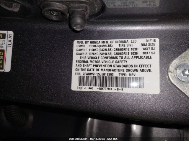 7FARW2H55JE019393 Honda CR-V EX