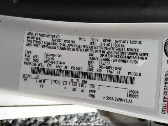 3FADP4GX8HM161489 Ford FIESTA ST