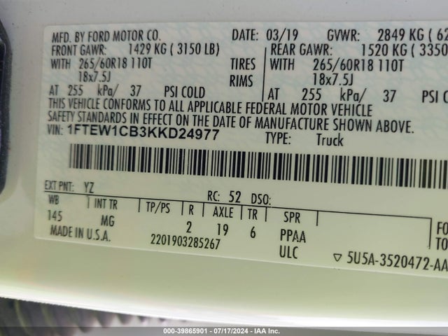 Ford F-150 Xlt 2019 1FTEW1CB3KKD24977 Image 9