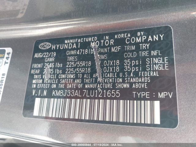 KM8J33AL7LU121655 Hyundai TUCSON SEL