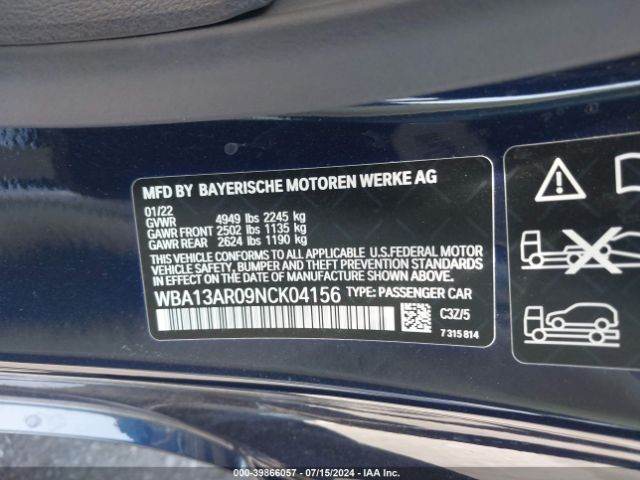 WBA13AR09NCK04156 BMW M440i Xdrive