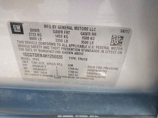 1GCGTDEN4H1256035 Chevrolet Colorado Z71