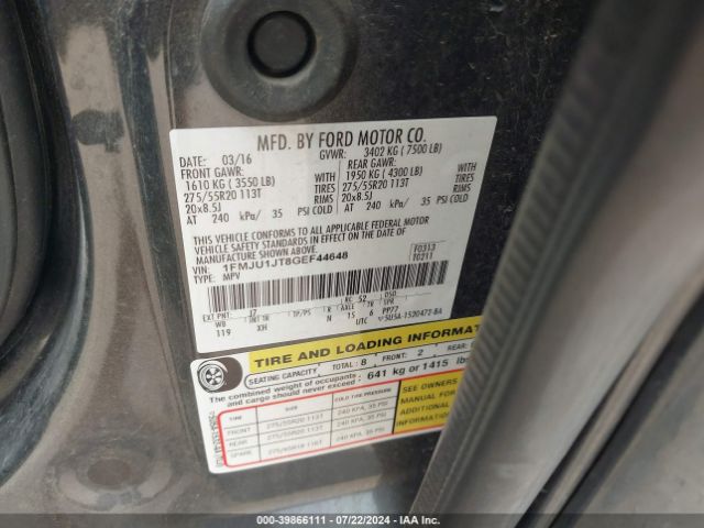 1FMJU1JT8GEF44648 Ford Expedition Xlt